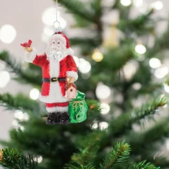 Santa With Cardinal Ornament< Hot