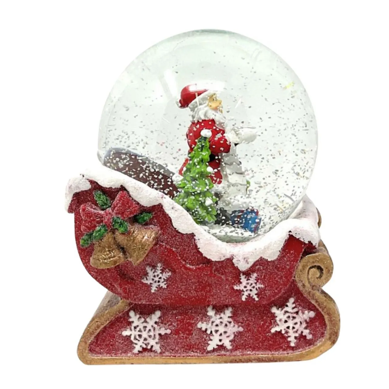 Santa with List And Sleigh Base Globe< Discount
