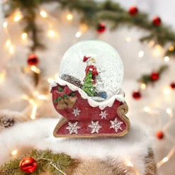Santa with List And Sleigh Base Globe< Discount
