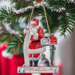 Santa with Raccoon Metal Ornament< Online