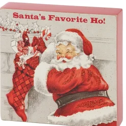 Santas Favorite Block Sign with Vintage Santa< Hot