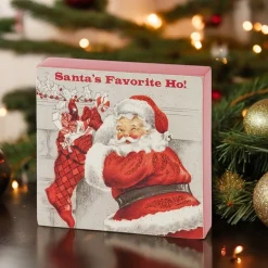 Santas Favorite Block Sign with Vintage Santa< Hot
