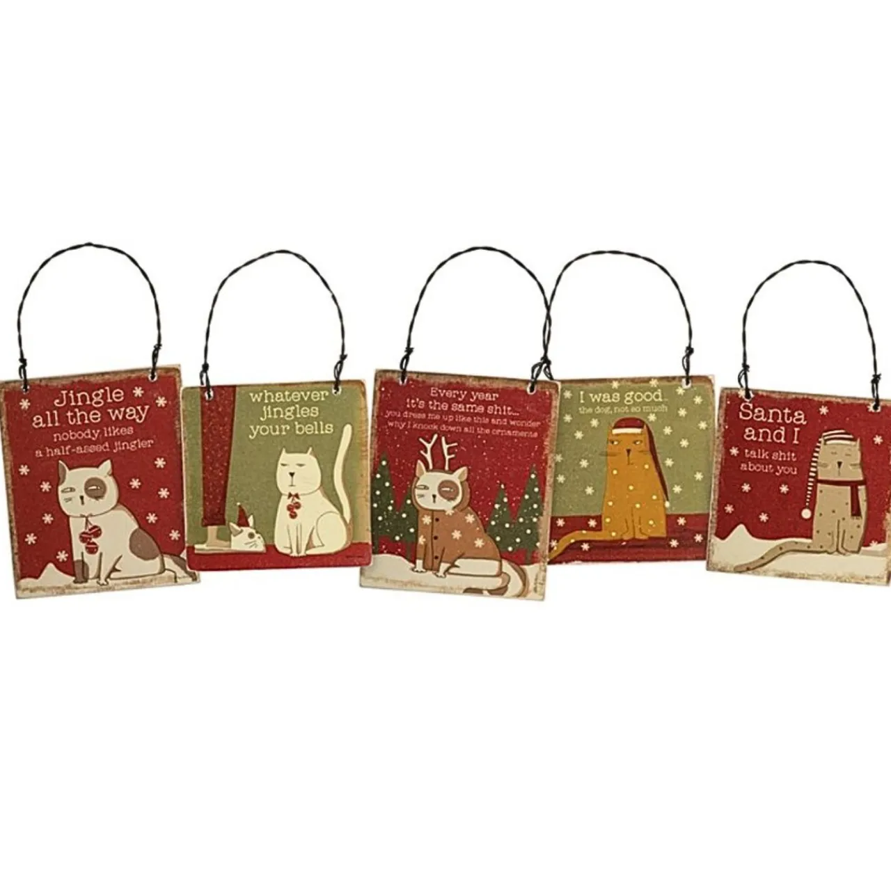 Sassy Cats Set of 5 Christmas Ornaments< Sale