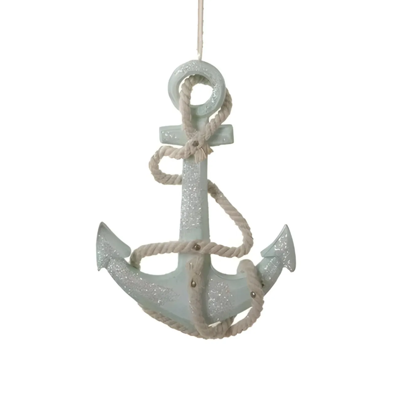 Sea Foam Green Glitter Anchor Ornament<Kurt Adler Clearance