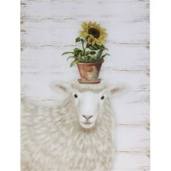 Sheep with Sunflower Pot Wall Art< Outlet