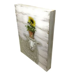 Sheep with Sunflower Pot Wall Art< Outlet