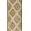 Sheer Gold With Gold Glittered Diamond Patterned Double Wire Ribbon<Kurt Adler Fashion
