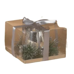 Silver Candleholder w/Pine< New