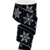 Silver Glittered Snowflakes on Navy Blue Velvet Ribbon  10 Yards Long x 2.5 Inch Wide< Fashion
