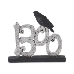 Silver Resin Boo With Black Crow Sign< Discount