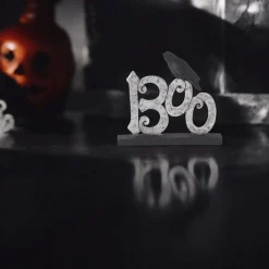 Silver Resin Boo With Black Crow Sign< Discount