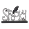 Silver Resin Spooky With Black Crow Sign< Fashion