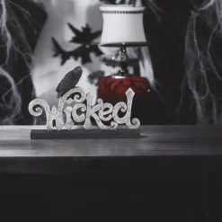 Silver Resin Wicked With Black Crow Sign< Online