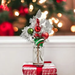 Silver Tinsel Pick- Red Bulbs< Sale
