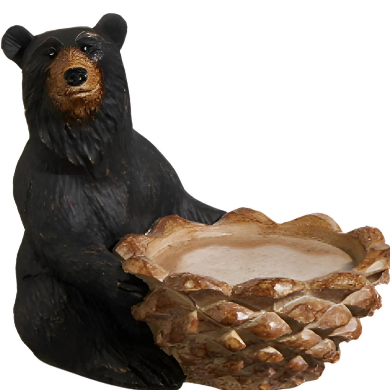 Sitting Black Bear with Pinecone Candle Holder< Clearance
