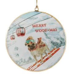 Skiing Dogs Disc Ornament< Outlet