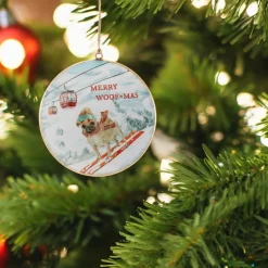 Skiing Dogs Disc Ornament< Outlet
