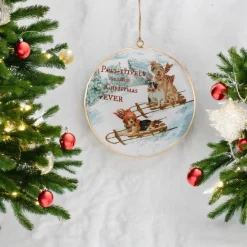 Sledding Dogs Disc Ornament< Hot