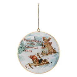 Sledding Dogs Disc Ornament< Hot