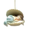 Sleepy Mermaid in Clam Shell Ornament< Fashion