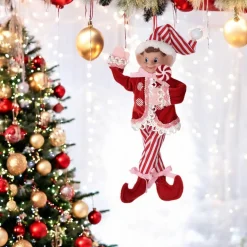Small Fabric Red Sweets Pixie Elf Ornament< Outlet