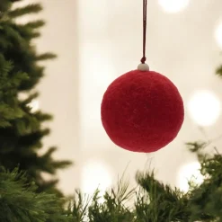 Small Red Felted Ball Ornament< New