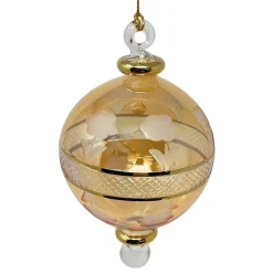Small Yellow Floral Etched Ball Ornament<Egyptian Museum Discount