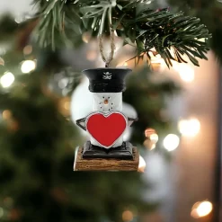 Smores Military Snowman Ornament with Heart< Best