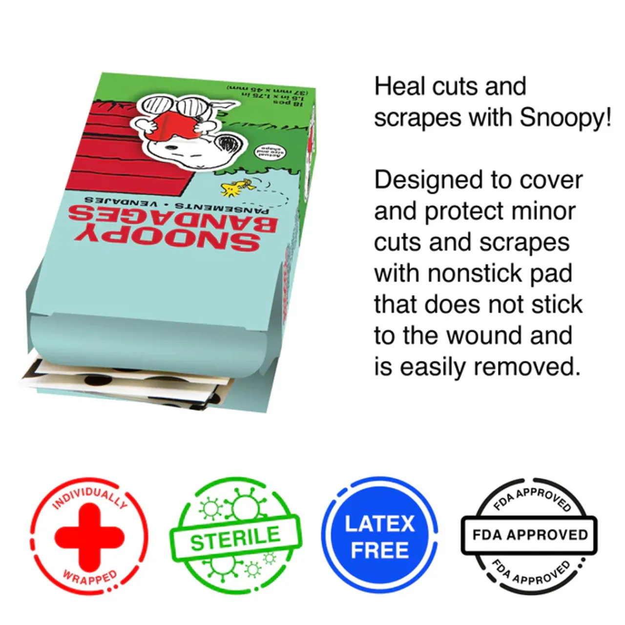 Snoopy Adhesive Bandages (Pack of 18)< Fashion