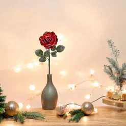 Snow Edge Velvet Red Rose Stem< Online