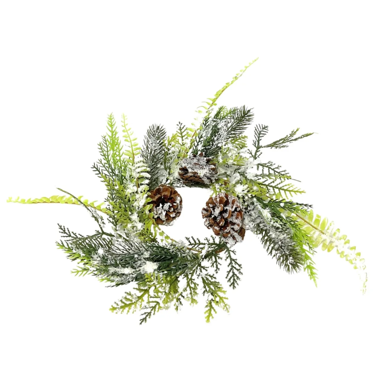 Snow Kissed Flocked Pine And Pinecone Candle Ring< Clearance