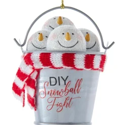 Snowball Fight Metal Pail Ornament<Kurt Adler Fashion