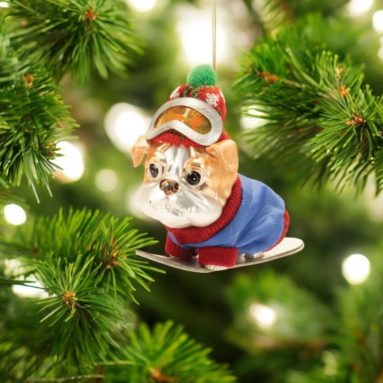 Snowboard Dog in Blue Jacket Ornament< Sale