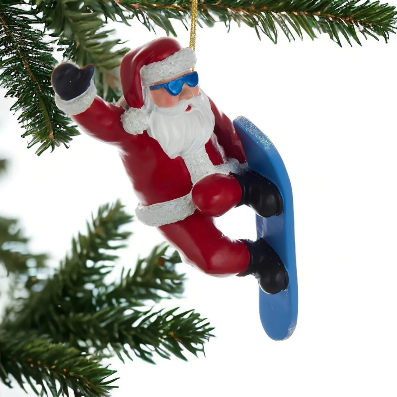 Snowboard Santa Resin Ornament<Kurt Adler Sale