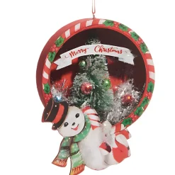 Snowman & Tree Cut Out Ornament< Clearance