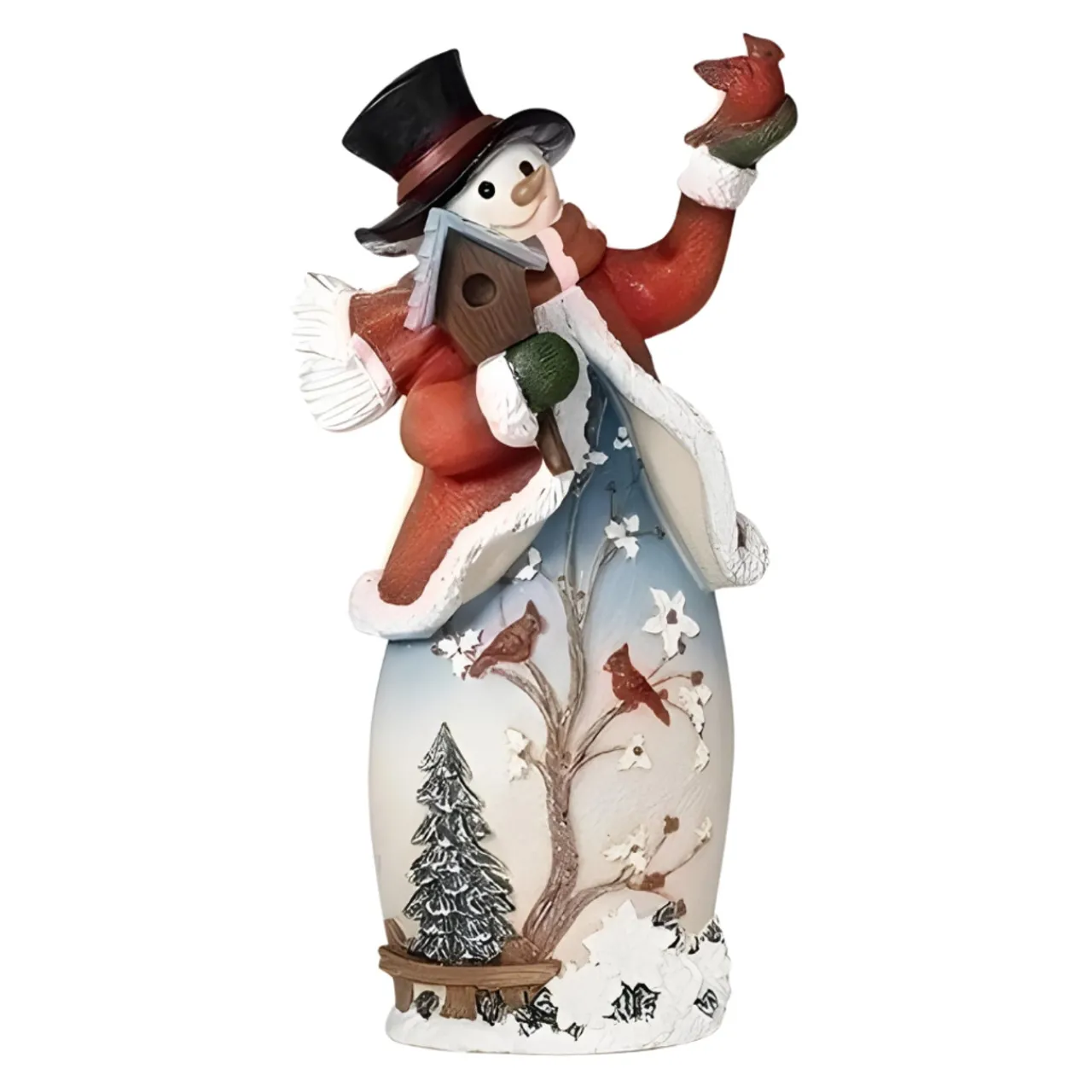 Snowman Blossom Tree with Birdhouse Figurine< Fashion