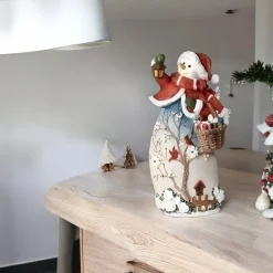 Snowman Blossom Tree with Basket Figurine< Clearance
