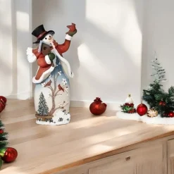 Snowman Blossom Tree with Birdhouse Figurine< Fashion