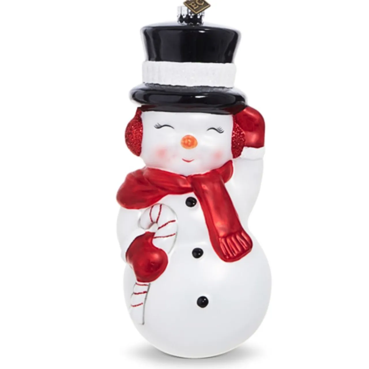 Snowman Ornament with Top Hat< Clearance