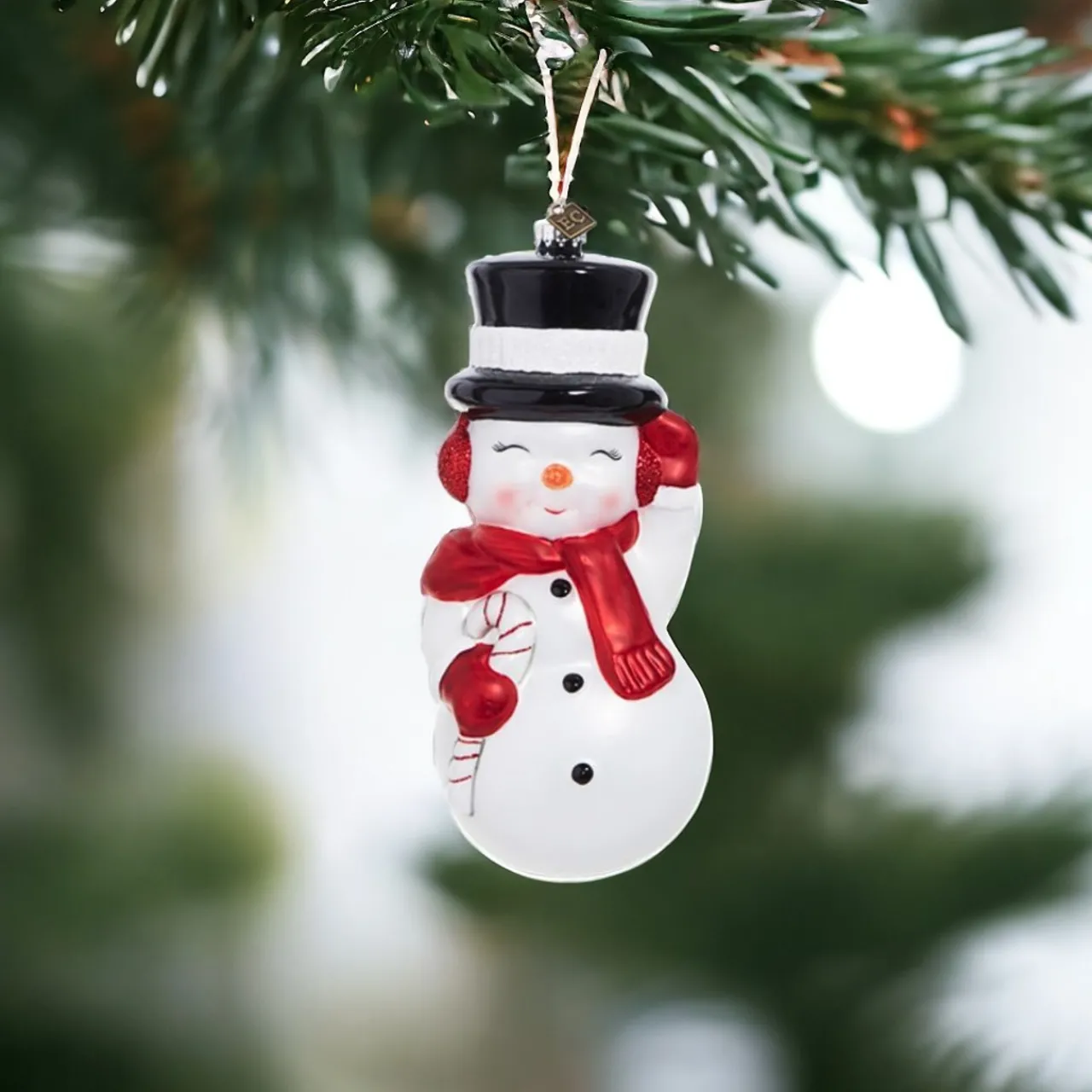 Snowman Ornament with Top Hat< Clearance