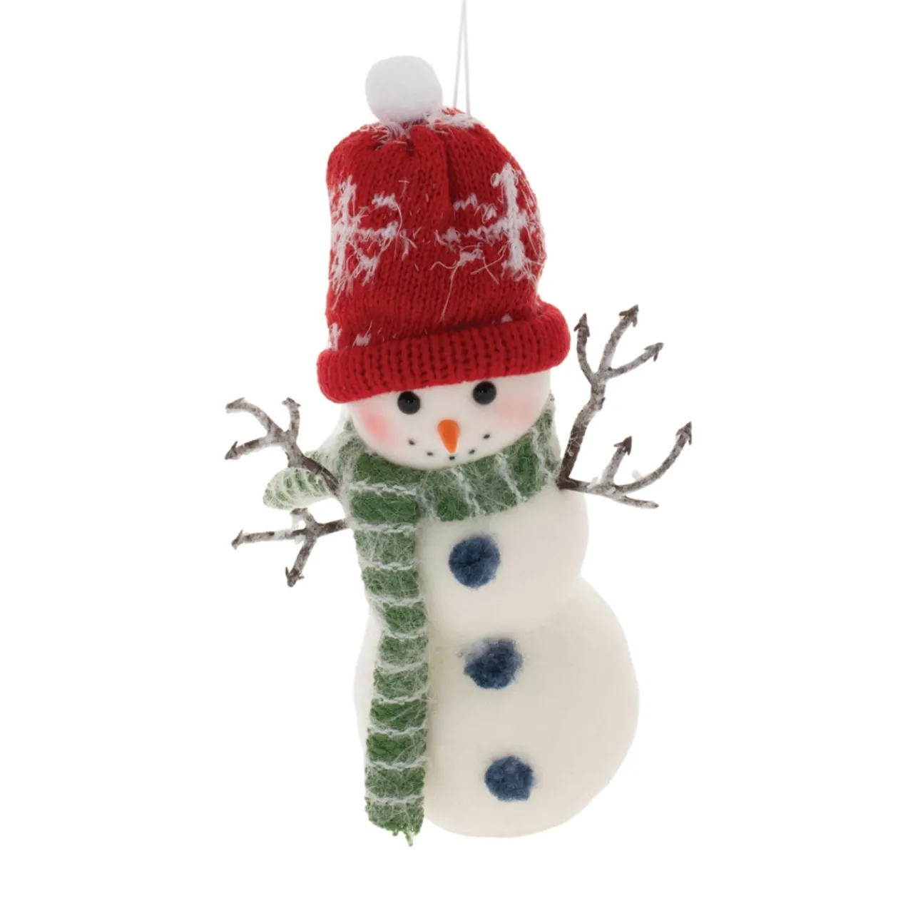 Snowman Wearing Red Hat Ornament< New