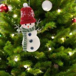 Snowman Wearing Red Hat Ornament< New