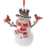 Snowman with Cardinals Ornament< Fashion