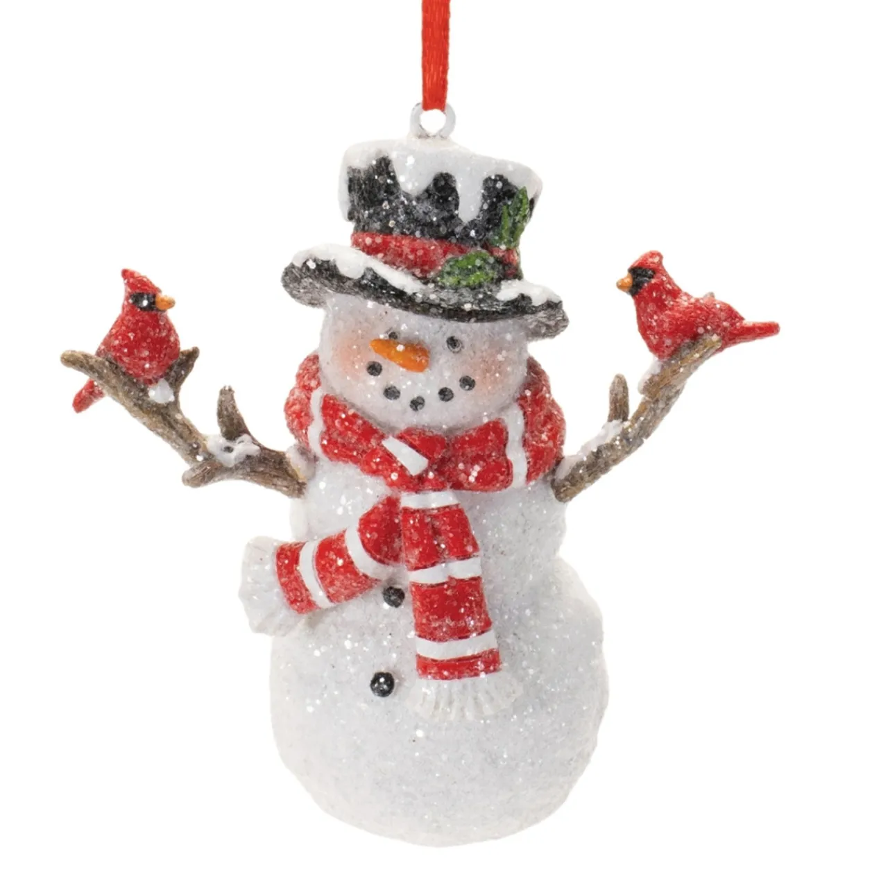 Snowman with Cardinals Ornament< Fashion