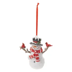 Snowman with Cardinals Ornament< Fashion