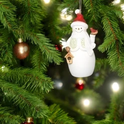 Snowman with Mistletoe Pattern and Santa Hat Ornament< Sale