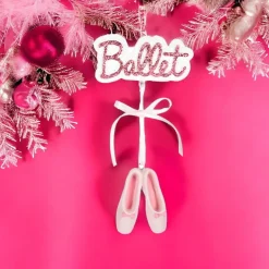 Sparkling Pink Ballet Dance Shoe Christmas Ornament< Clearance