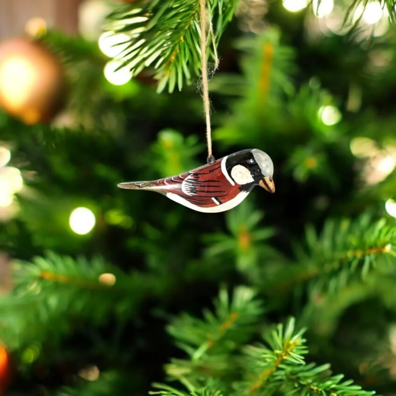 Sparrow Wood Bird Ornament< Online