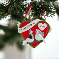 1st Christmas As Mr. and Mrs. Dove Couple With Heart Ornament<Kurt Adler Discount