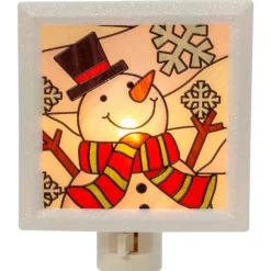 Stained Glass Snowman Night Light - The Christmas Loft< Fashion